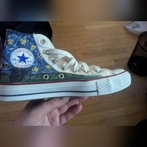 Converse High-Top Sneakers with Starry Night Hand painted